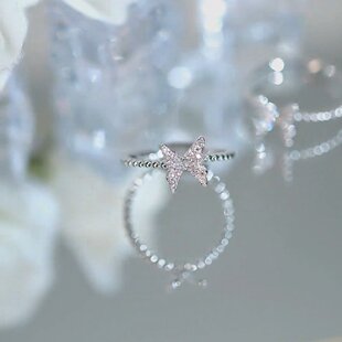 旭平极简风精致蝴蝶戒指女小众设计精致感指环叠戴通勤款食指戒