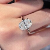 小如透亮四爪椭圆形鸽子蛋戒指高级感个性 指环时尚 轻奢气质食指戒