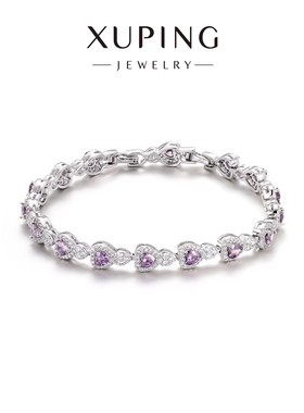 旭平彩宝系列微镶轻奢气质时尚爱心手链手表扣七夕送闺蜜女友礼物