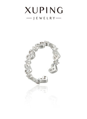 旭平心连心密镶爱心开口戒指女甜美环绕食指戒时尚个性气质指环
