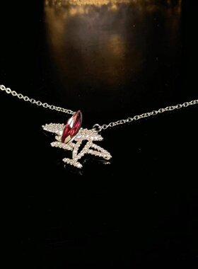 旭平仿水晶双层飞机项链女简约气质密镶人造石精致个性