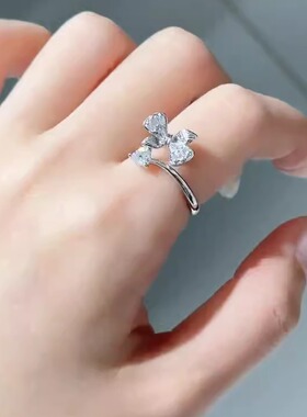 旭平甜美蝴蝶结开口戒指女复古小众设计轻奢高级感食指戒时尚指环