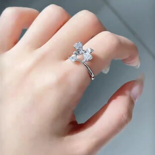 旭平甜美蝴蝶结开口戒指女复古小众设计轻奢高级感食指戒时尚指环