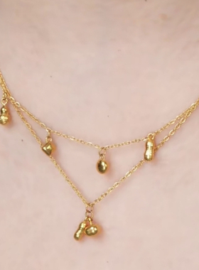 旭平【好柿花生】仿黄金色花生柿子项链