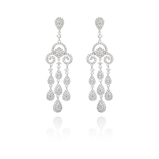 白色复古灵动优雅气质轻奢流苏梦网水滴耳环女 法式 楠楠 莉莉丝