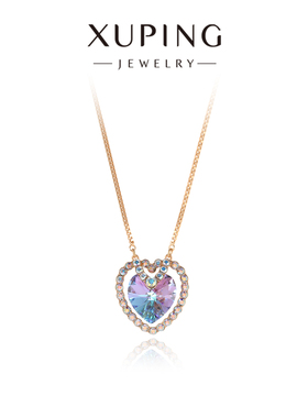 旭平时尚经典小号海洋之心爱心仿水晶气质易搭项链