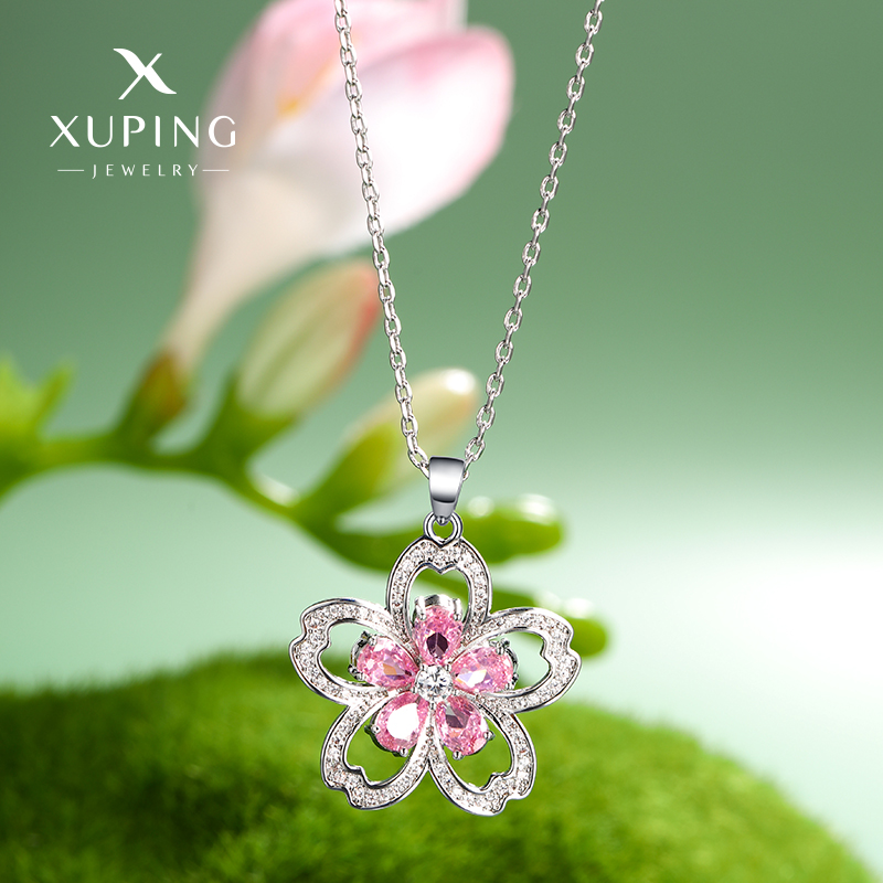 旭平【春日樱】时尚魅力甜美人造石气质花瓣时尚项链锁骨链GDW