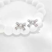 旭平时尚 密镶闪烁甜美气质法式 精致蝴蝶结耳钉简约易搭高级感耳饰