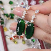 旭平彩宝系列几何椭圆耳环夏季 高级感小众欧美复古耳饰女