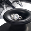 指戒 指环时尚 旭平经典 白色大蛋面鸽子蛋戒指细闪好搭高级感个性