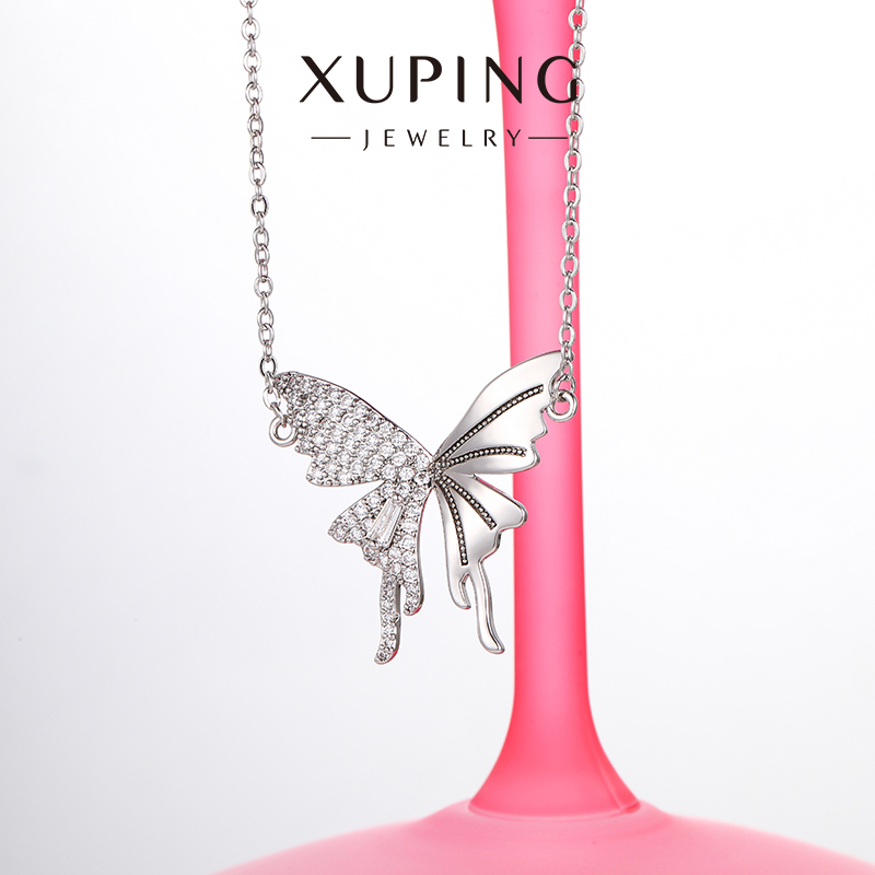 旭平合金镀金女蝴蝶结项链