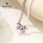 旭平仿珍珠醒狮项链女时尚 轻奢小众设计高级感时尚 潮流锁骨链