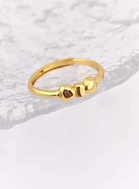 旭平仿黄金色蝴蝶结开口戒指