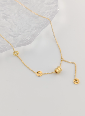 旭平小蛮腰铜钱项链女小众设计感高级感时尚轻奢复古气质锁骨链