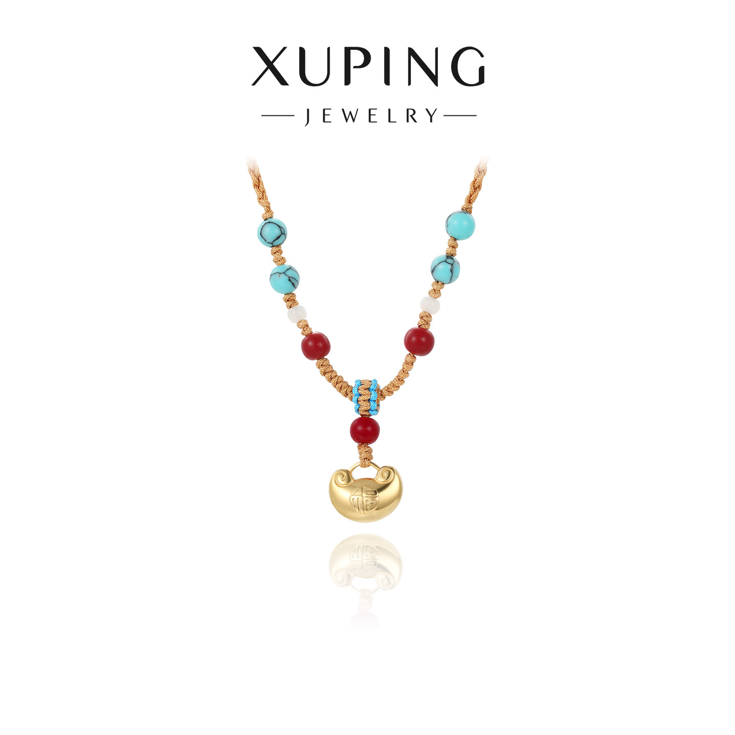 旭平金色元宝项链编织项链绳可抽拉套头毛衣链禅意风气质时尚编绳