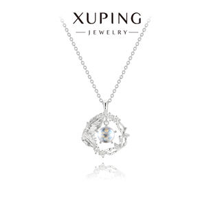 旭平与你相遇仿摩卡花环羽毛项链女轻奢小众设计简约高级感锁骨链