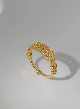 旭平仿黄金色复古典雅气质时尚易搭合金算盘戒指