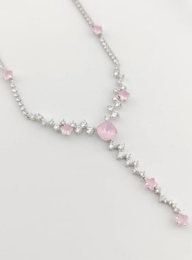 楠楠仿水晶系列星光满镶嵌人造石Y型高级感轻奢重工项链礼服配饰