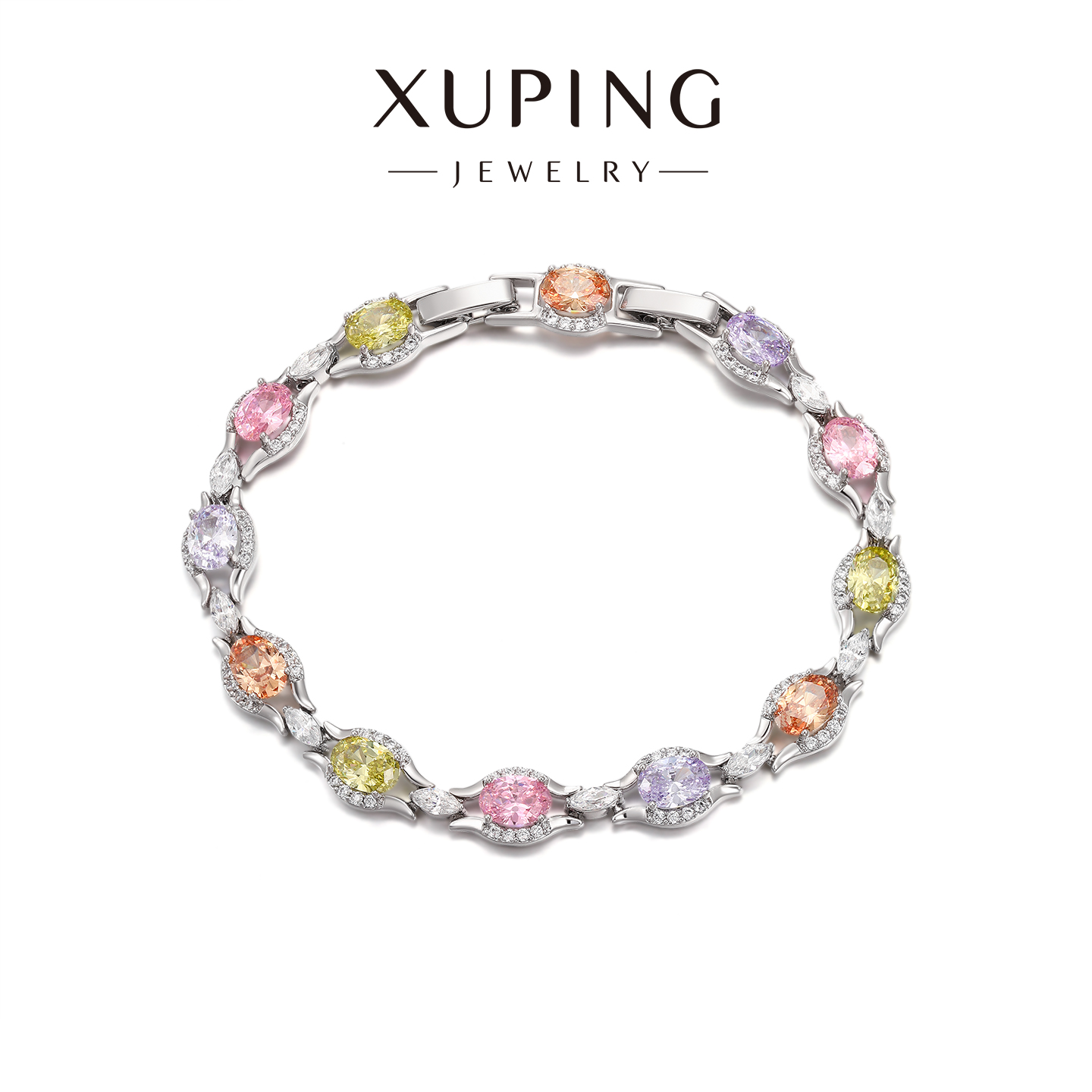 旭平彩宝系列糖果色镶嵌人造石几何不规则手链女轻奢高级感手饰