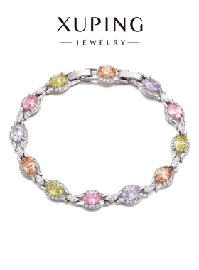 旭平彩宝系列糖果色镶嵌人造石几何不规则手链女轻奢高级感手饰