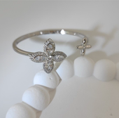 旭平微镶四叶花开口手镯女时尚 轻奢小众个性 设计高级感手环