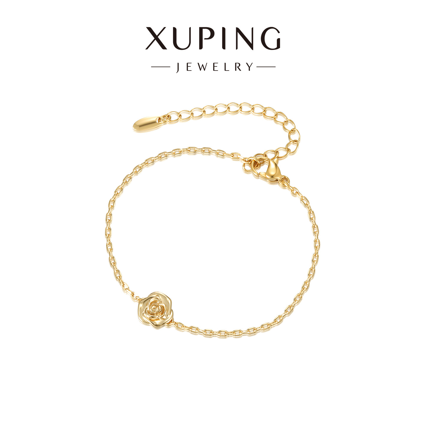 旭平复古玫瑰花手链女仿黄金色轻奢简约易搭小众精致高级感手饰