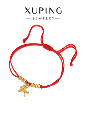 旭平马年小马仿金色红绳手链编织绳红色抽拉手绳新年氛围手饰合辑