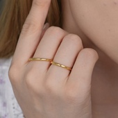 旭平仿黄金色时尚 气质简约叠戴单品素圈戒指中性风冷淡风指环闭口