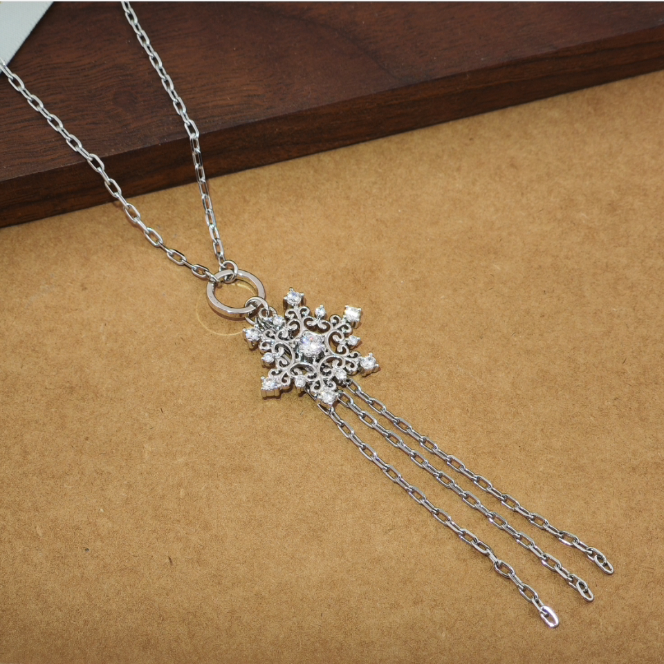 旭平镂空雪花流苏项链女复古蕾丝长链气质日常易搭时尚潮流
