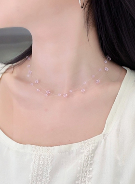 旭平【满天星】双层浪漫隐形链仿水晶仙女气质Choker颈链项链易搭