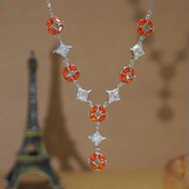 旭平彩宝系列名媛感精致温柔气质铜钱Y字形项链女港风复古锁骨链