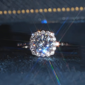 旭平时尚 璀璨小方糖戒指精致轻奢气质食指戒细闪包镶冰糖指环 经典