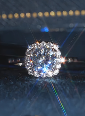 小如时尚经典璀璨小方糖戒指精致轻奢气质食指戒细闪包镶冰糖指环