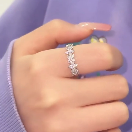 旭平【花缀】静奢风四叶花戒指简约设计温柔优雅气质轻奢感指环