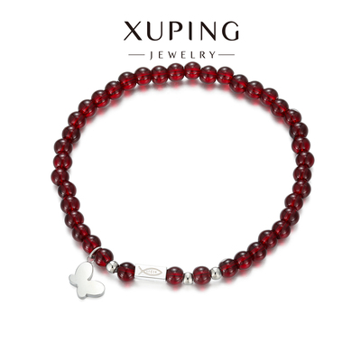 旭平温润如玉仿玉石手串石榴红色串珠手链简约新中式复古气质手饰