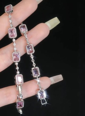 旭平彩宝系列彩轻奢时尚方形方糖拼接手链个性手饰送女友闺蜜礼物