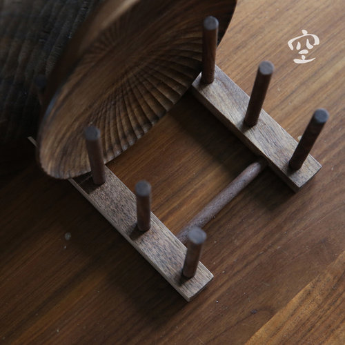 盘子收纳架黑胡桃木餐盘