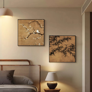 宋氏美学客厅花鸟装饰画入户玄关餐厅墙壁画卧室背景墙方形挂画框