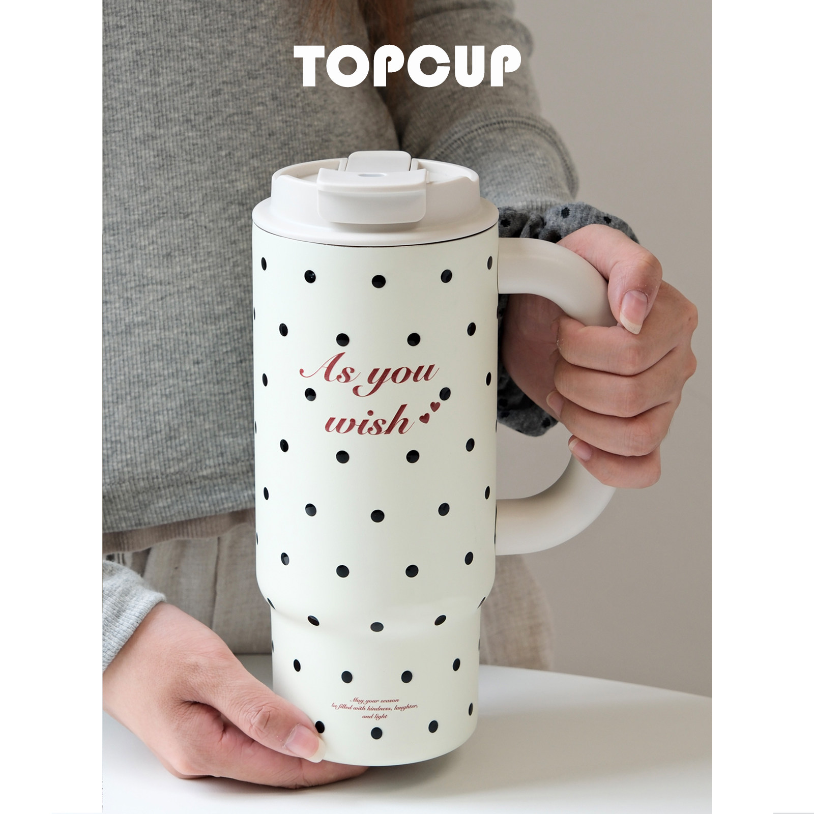 TOPCUP原创大容量保温不锈钢冰霸杯女生便携吸管咖啡高颜值水杯子图片