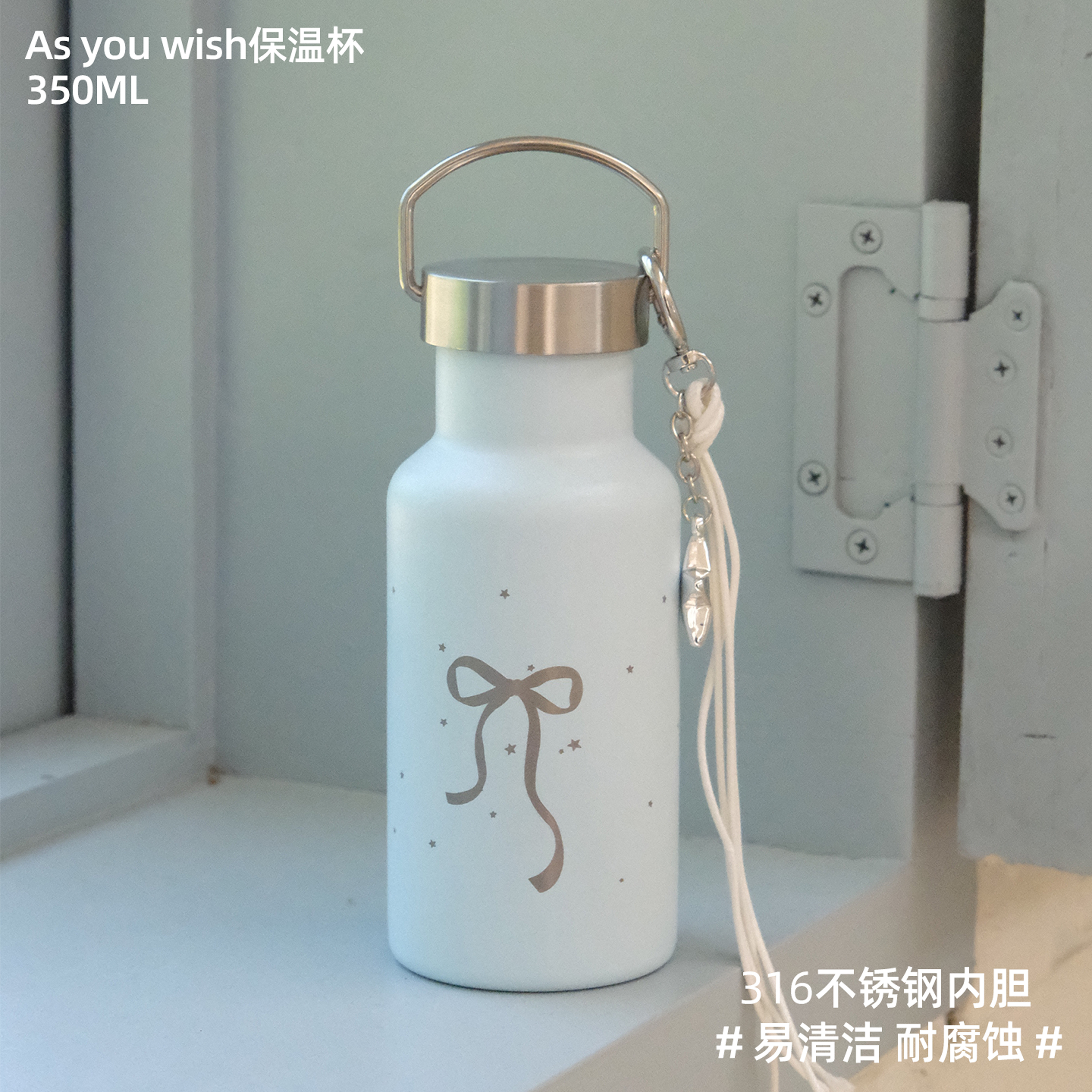 TOPCUP&As 简约高颜值女生生日礼物便携直饮316不锈钢保温水杯子图片