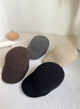 2025秋冬新款保暖羊毛针织减龄画家帽时尚前进帽显脸小棒球帽个性