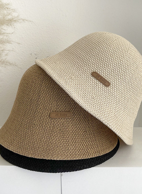 日系透气棉麻遮阳帽时尚出游渔夫帽女春夏百搭防晒盆帽可折叠桶帽