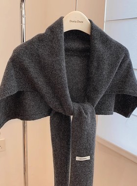 秋冬新款纯色羊毛针织外搭披肩百搭围巾高品质护颈保暖叠穿坎肩潮