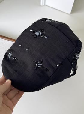 2025早秋新款时尚手工绣花贝雷帽女复古画家帽优雅报童帽前进帽潮