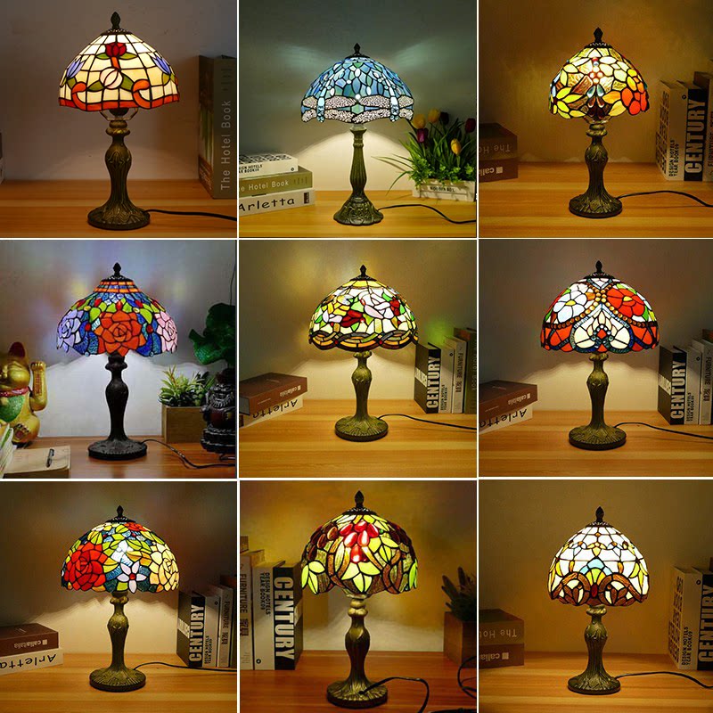 美式 欧式田园卧室省电床头灯 复古书房婚房咖啡厅创意合金台灯