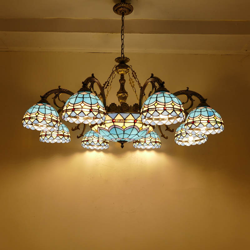 地中海风格多头吊灯客厅灯美式简约灯田园创意卧室餐厅玻璃灯饰