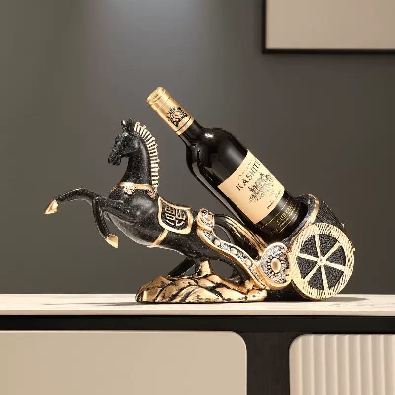 新中式马车马到功成创意电视柜酒柜玄关装饰品摆件高级感红酒架