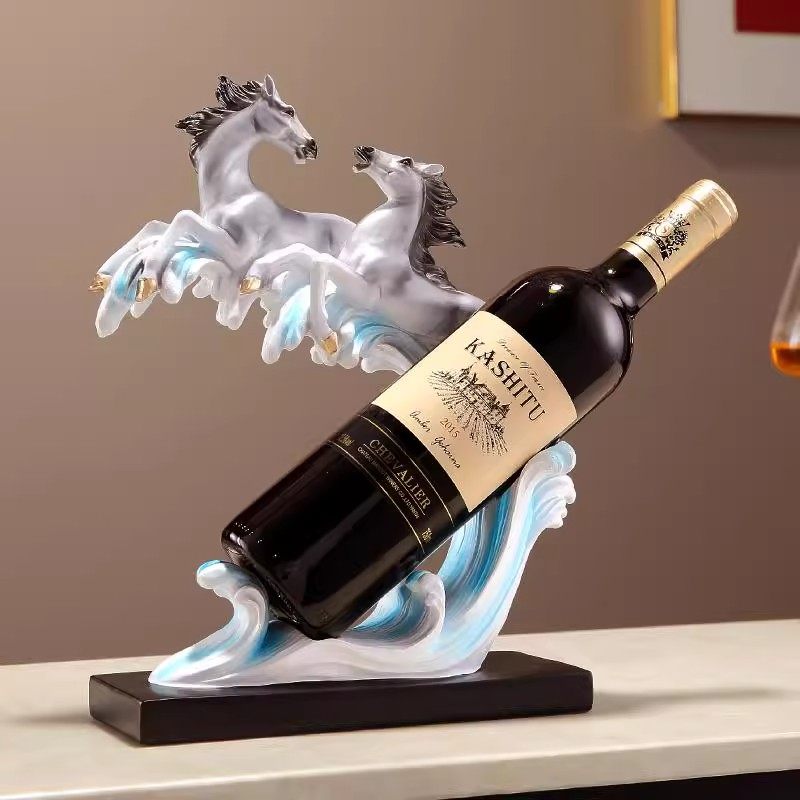 新中式马到成功红酒架摆件客厅酒柜创意家居酒托高级感桌面装饰品