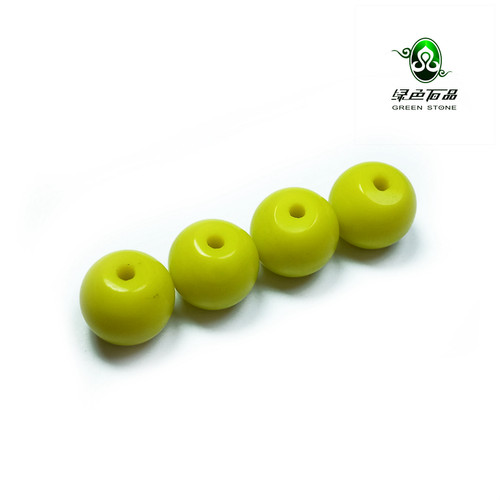 lssp/绿色石品wp401 不还价 清代黄色琉璃圆古珠DIY多颗老配珠
