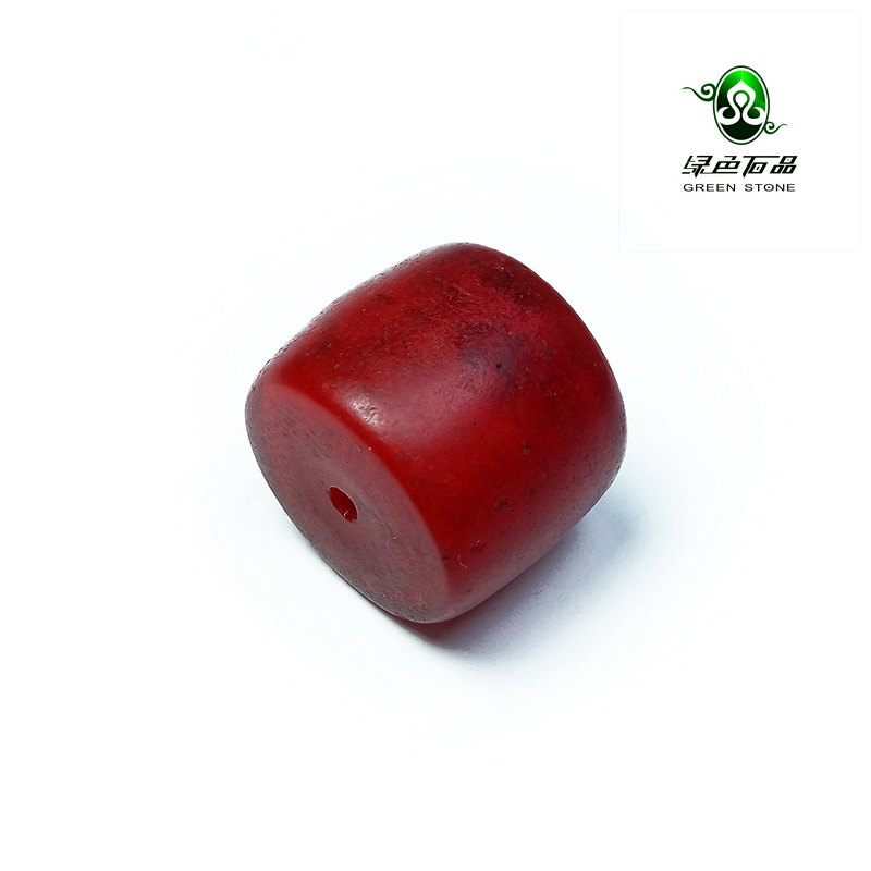 lssp/绿色石品wp126 不还价 大开门古珠 清代酒红色老琉璃配珠